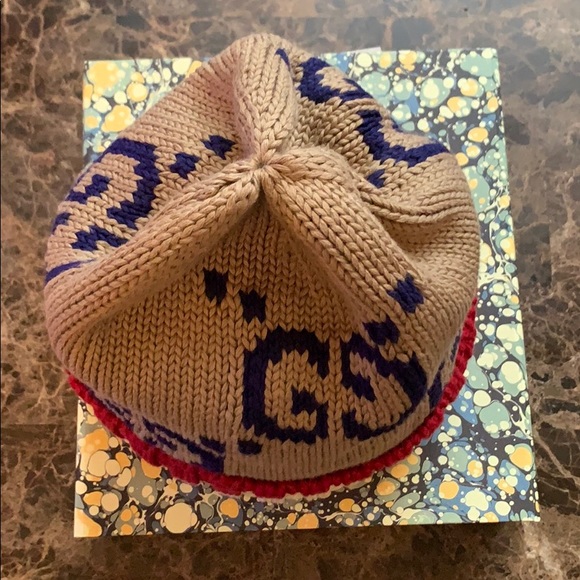 Gucci GG Monogram Dark Beige Red Cotton Beenie - Picture 8 of 12